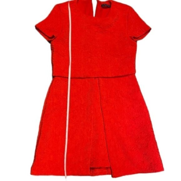ZARA Red double layer jacquard dress Size XS - Picture 12 of 16